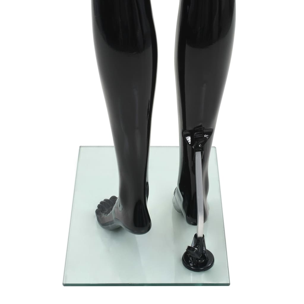 vidaXL Corp manechin feminin, suport din sticlă, negru lucios, 175 cm vidaXL Corp manechin feminin, suport din sticlă, negru lucios, 175 cm