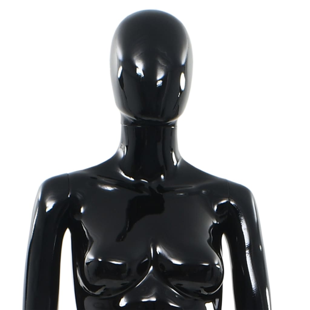 vidaXL Corp manechin feminin, suport din sticlă, negru lucios, 175 cm vidaXL Corp manechin feminin, suport din sticlă, negru lucios, 175 cm