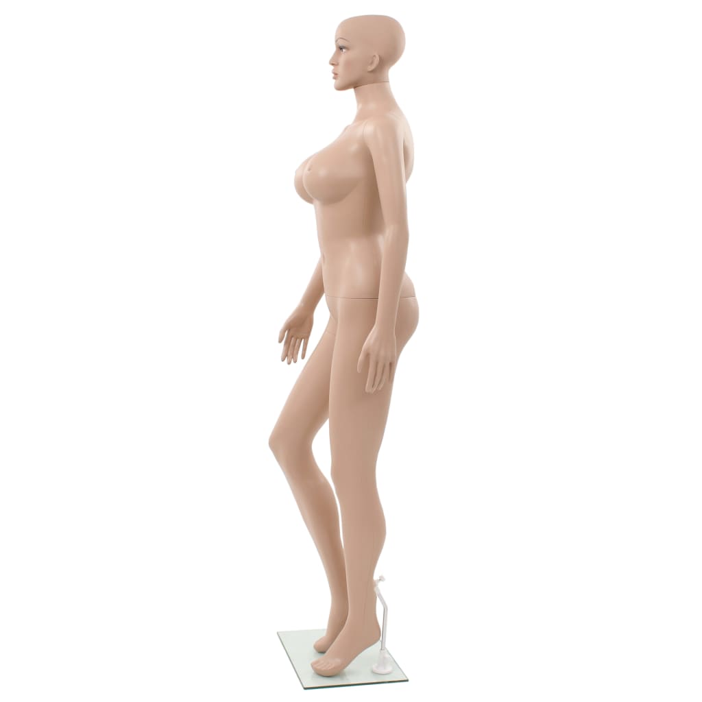 vidaXL Manechin feminin cu suport din sticlă, bej, 180 cm