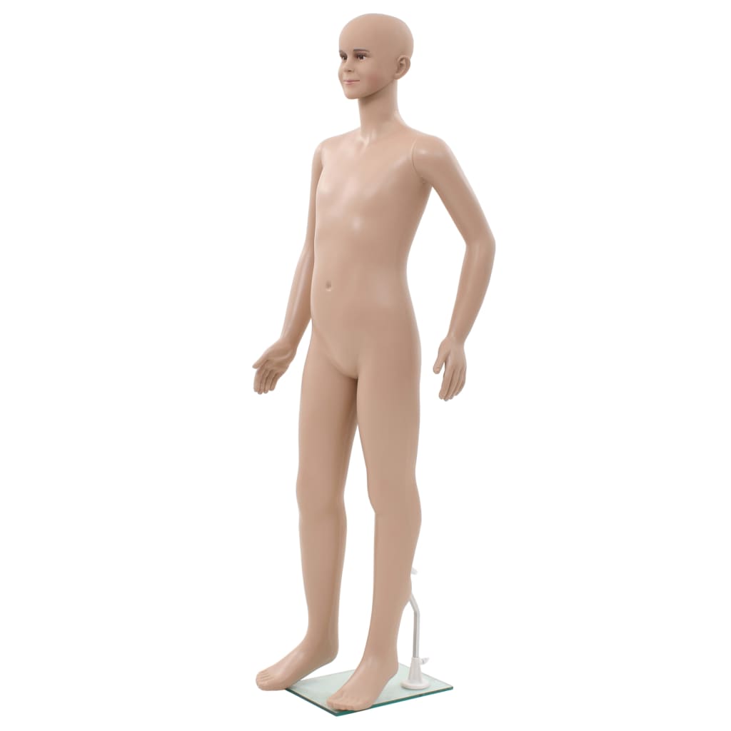 vidaXL Corp manechin copil, cu bază din sticlă, bej, 140 cm vidaXL Corp manechin copil, cu bază din sticlă, bej, 140 cm