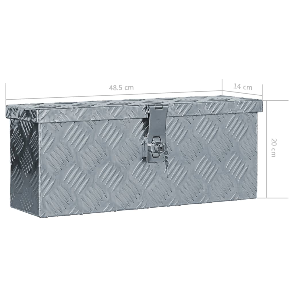 vidaXL Cutie din aluminiu, 48,5 x 14 x 20 cm, argintiu vidaXL Cutie din aluminiu, 48,5 x 14 x 20 cm, argintiu