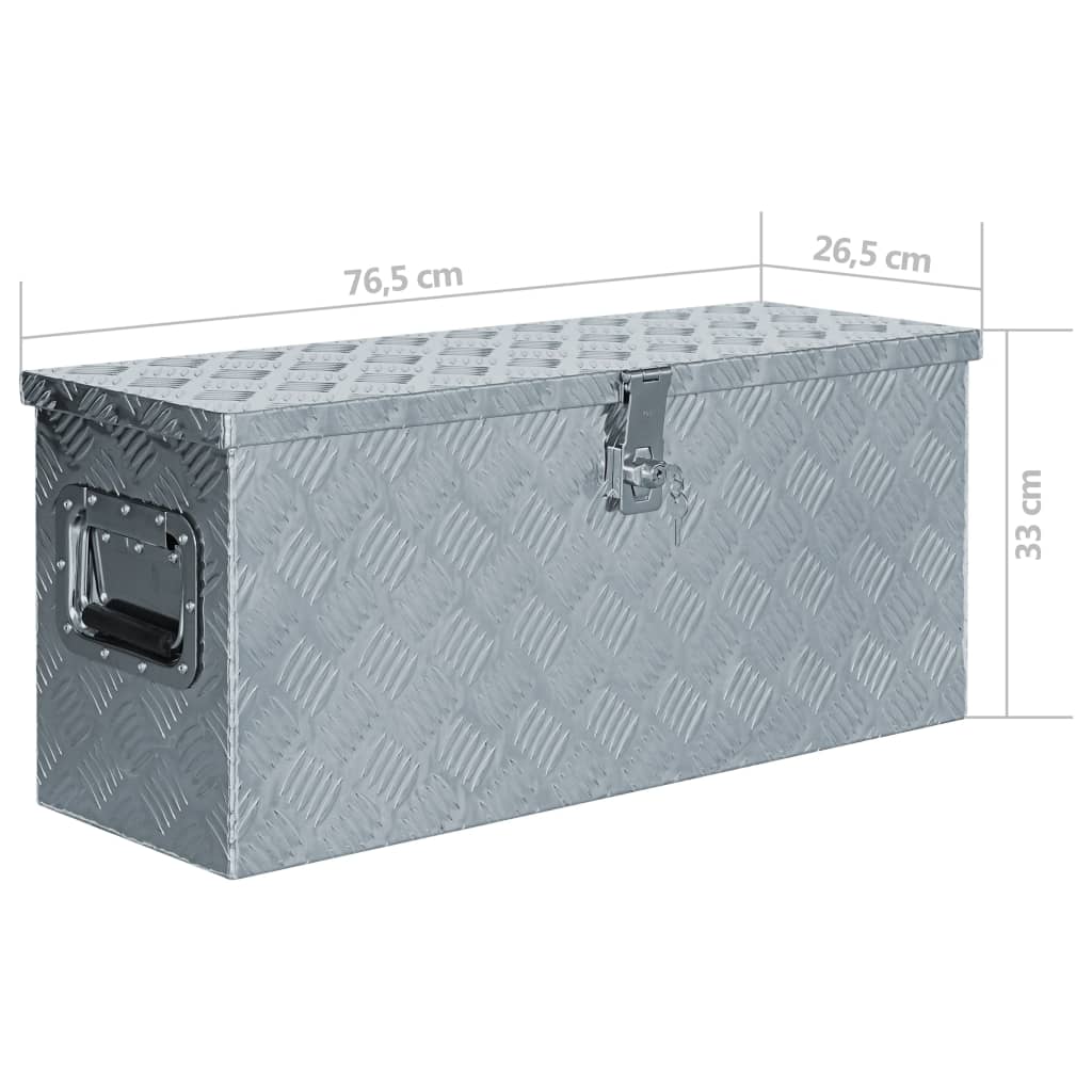vidaXL Cutie din aluminiu, 76,5 x 26,5 x 33 cm, argintiu vidaXL Cutie din aluminiu, 76,5 x 26,5 x 33 cm, argintiu