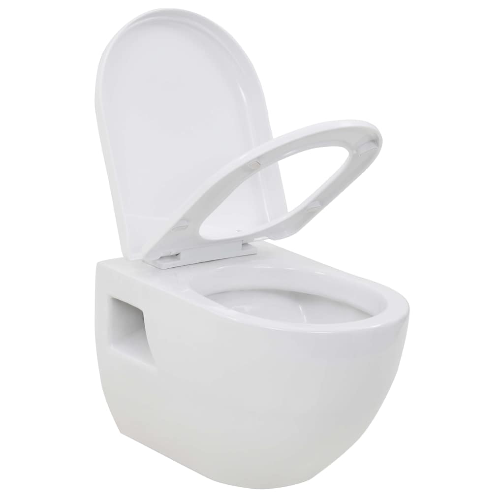vidaXL Toaletă cu montare pe perete, ceramică, alb vidaXL Toaletă cu montare pe perete, ceramică, alb