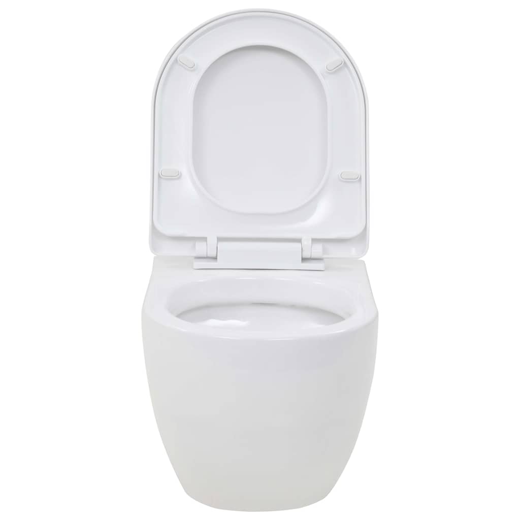 vidaXL Toaletă cu montare pe perete, ceramică, alb vidaXL Toaletă cu montare pe perete, ceramică, alb