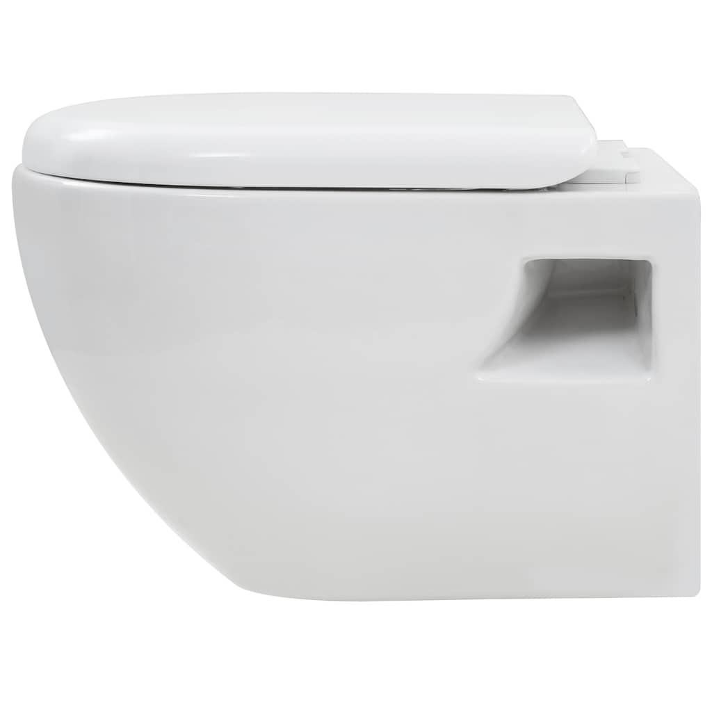 vidaXL Toaletă cu montare pe perete, ceramică, alb vidaXL Toaletă cu montare pe perete, ceramică, alb