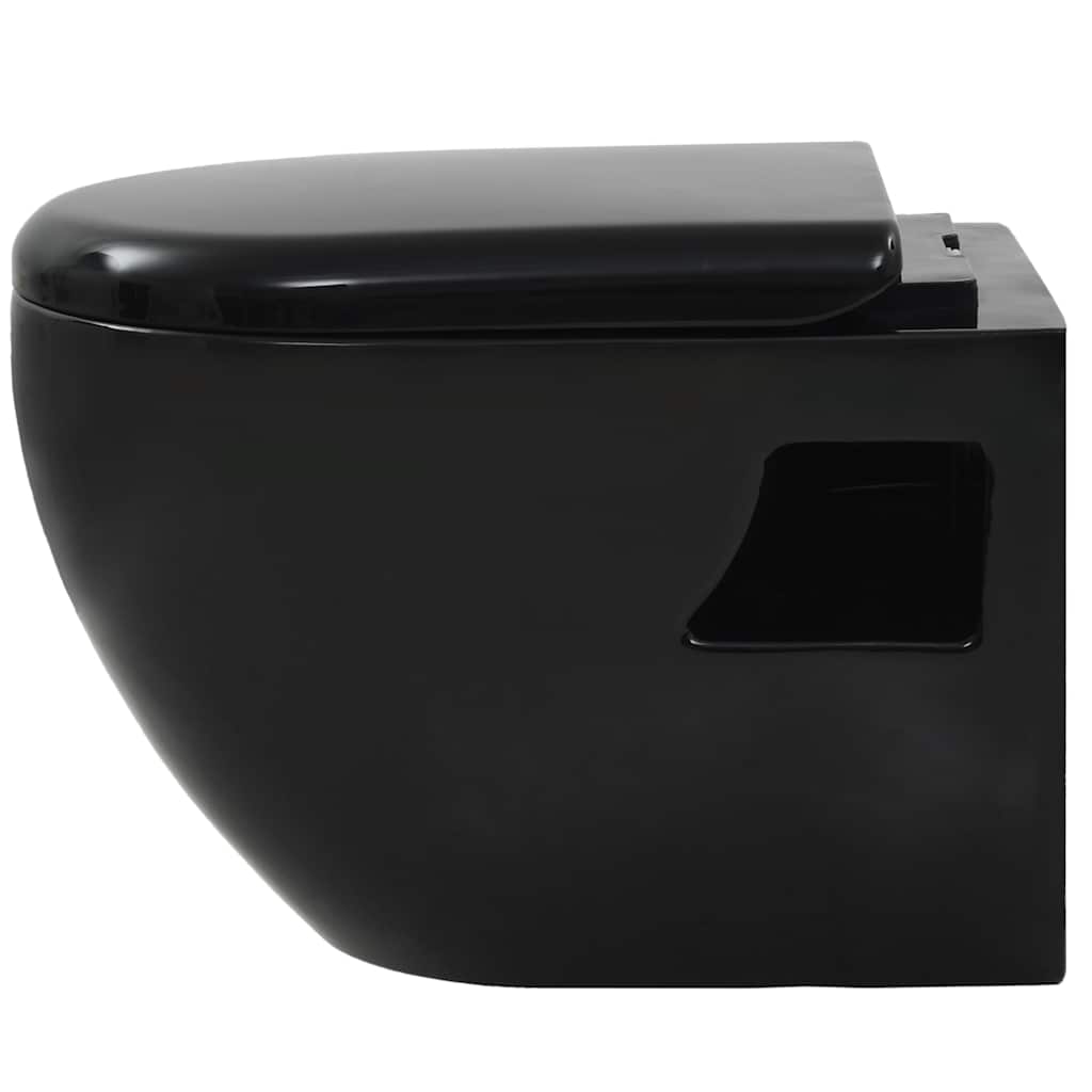 vidaXL Vas de toaletă cu montare pe perete, ceramică, negru vidaXL Vas de toaletă cu montare pe perete, ceramică, negru