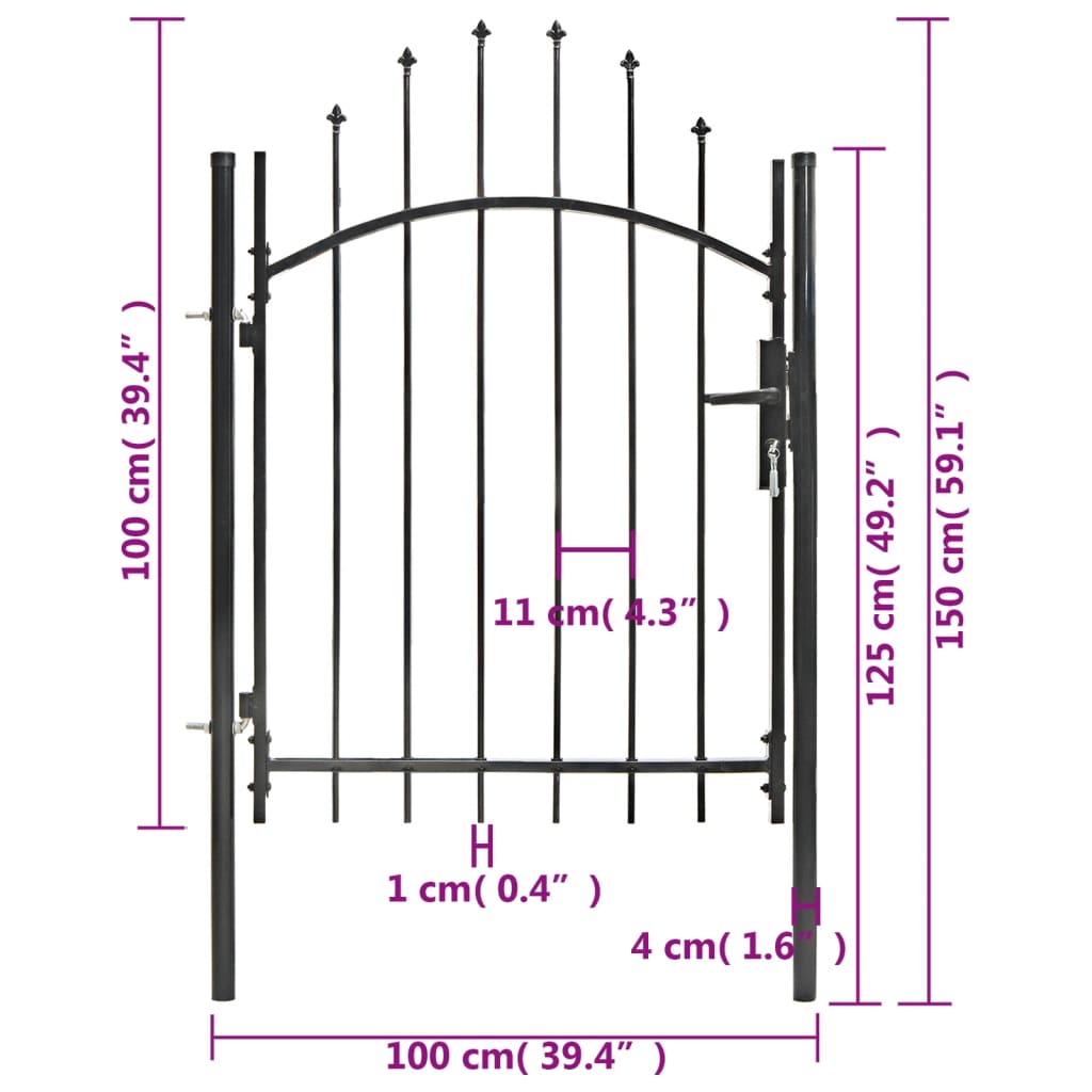 vidaXL Poartă de grădină, negru, 1 x 1,5 m, oțel vidaXL Poartă de grădină, negru, 1 x 1,5 m, oțel