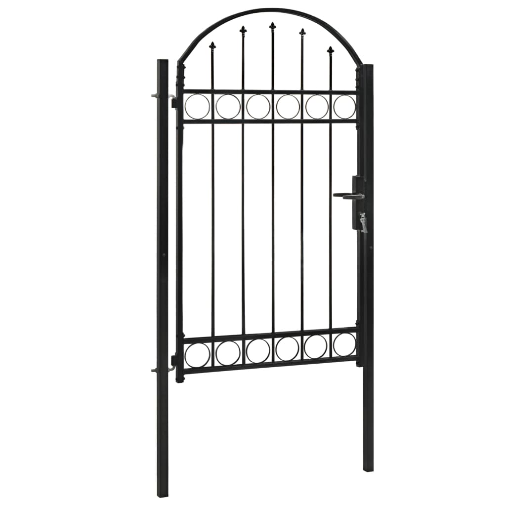 vidaXL Poartă de gard cu arcadă, negru, 100 x 175 cm, oțel vidaXL Poartă de gard cu arcadă, negru, 100 x 175 cm, oțel