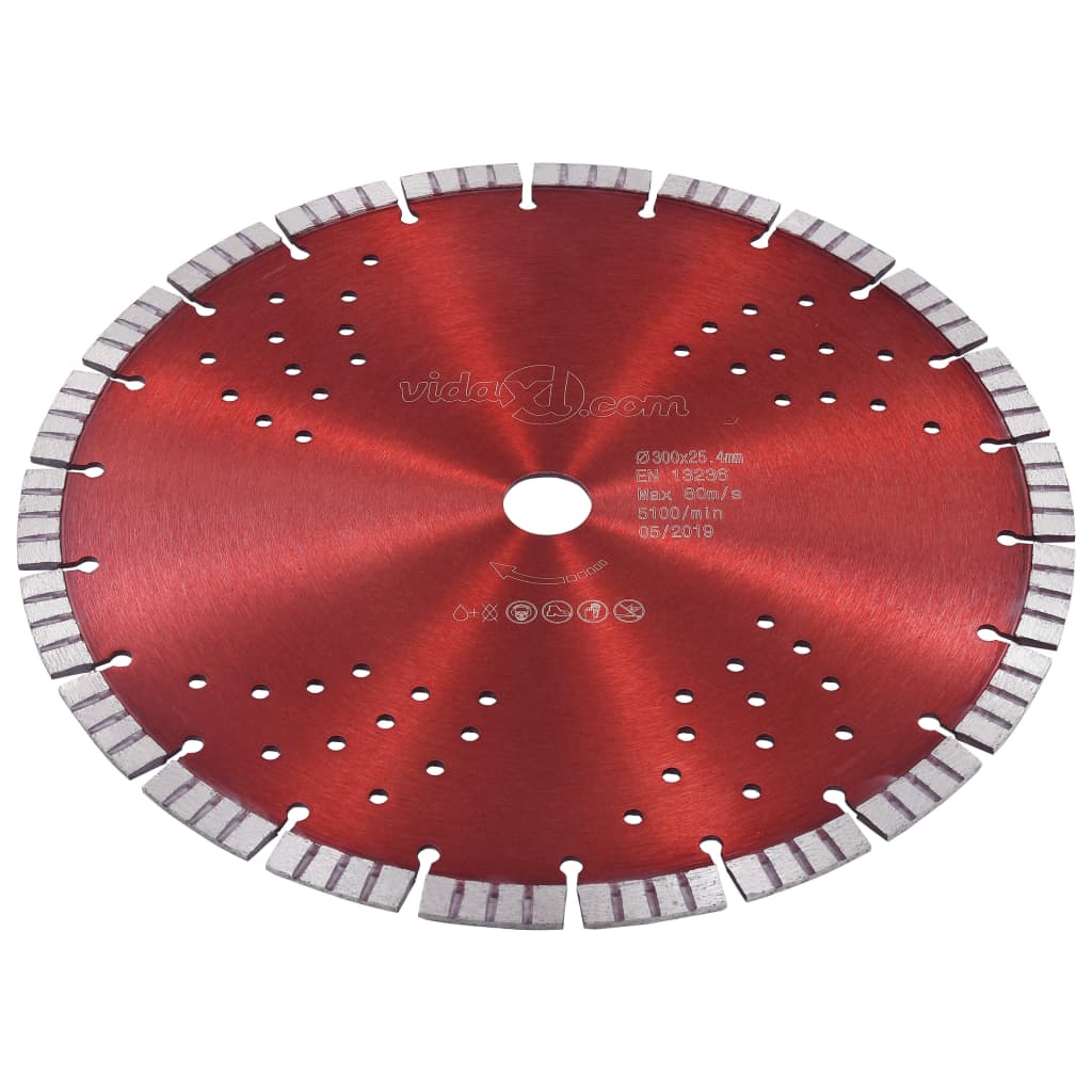 vidaXL Disc diamantat de tăiere cu segmente turbo și găuri oțel 300 mm vidaXL Disc diamantat de tăiere cu segmente turbo și găuri oțel 300 mm