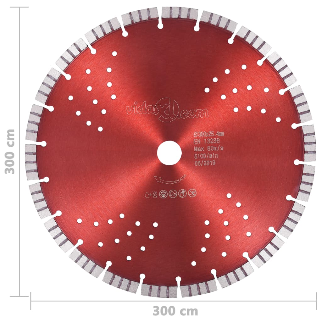 vidaXL Disc diamantat de tăiere cu segmente turbo și găuri oțel 300 mm vidaXL Disc diamantat de tăiere cu segmente turbo și găuri oțel 300 mm