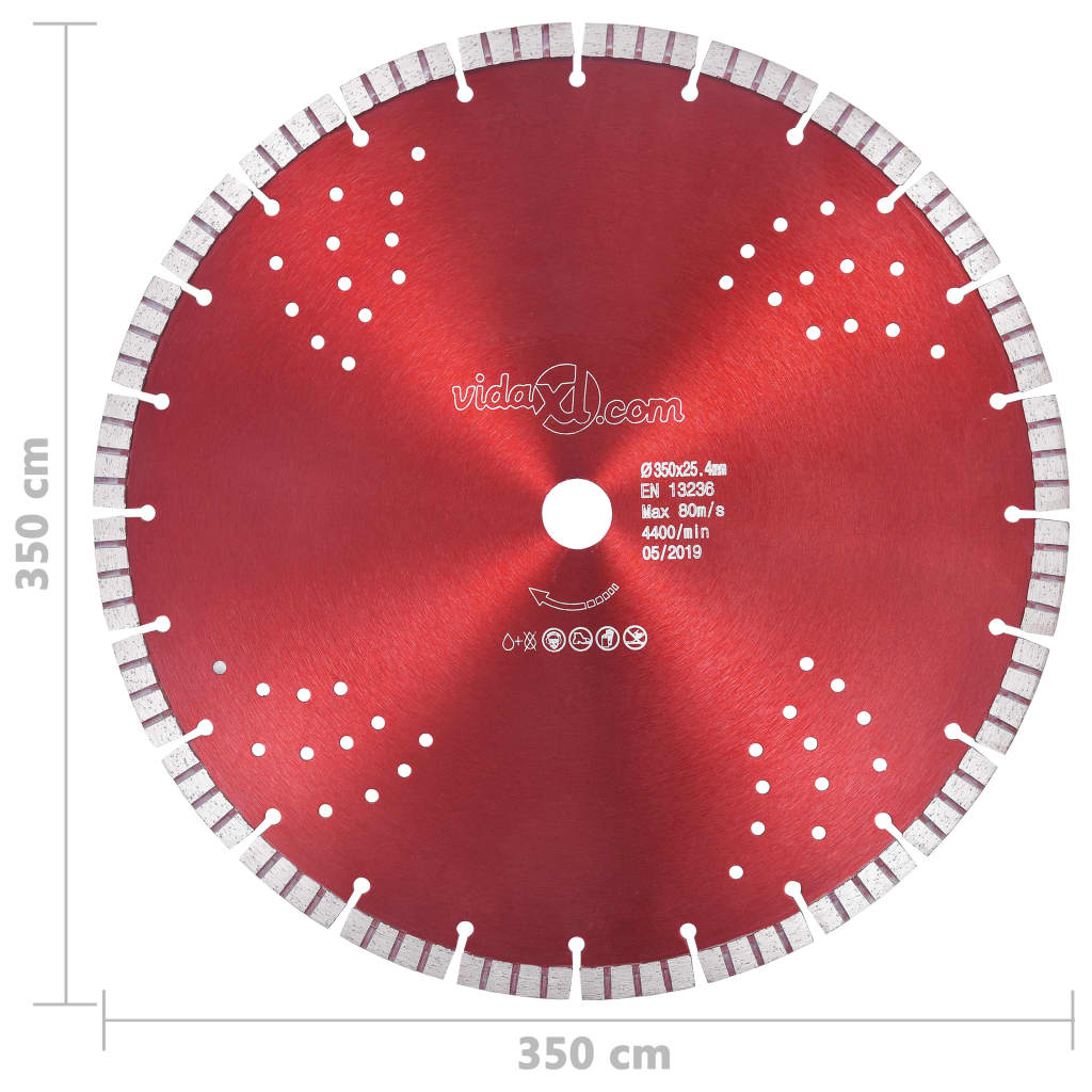 vidaXL Disc diamantat de tăiere cu segmente turbo și găuri oțel 350 mm vidaXL Disc diamantat de tăiere cu segmente turbo și găuri oțel 350 mm