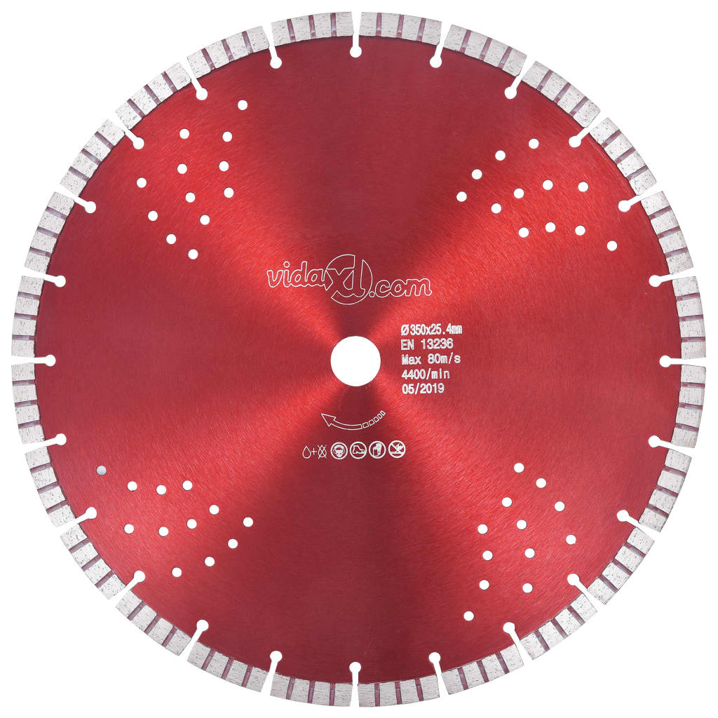 vidaXL Disc diamantat de tăiere cu segmente turbo și găuri oțel 350 mm vidaXL Disc diamantat de tăiere cu segmente turbo și găuri oțel 350 mm