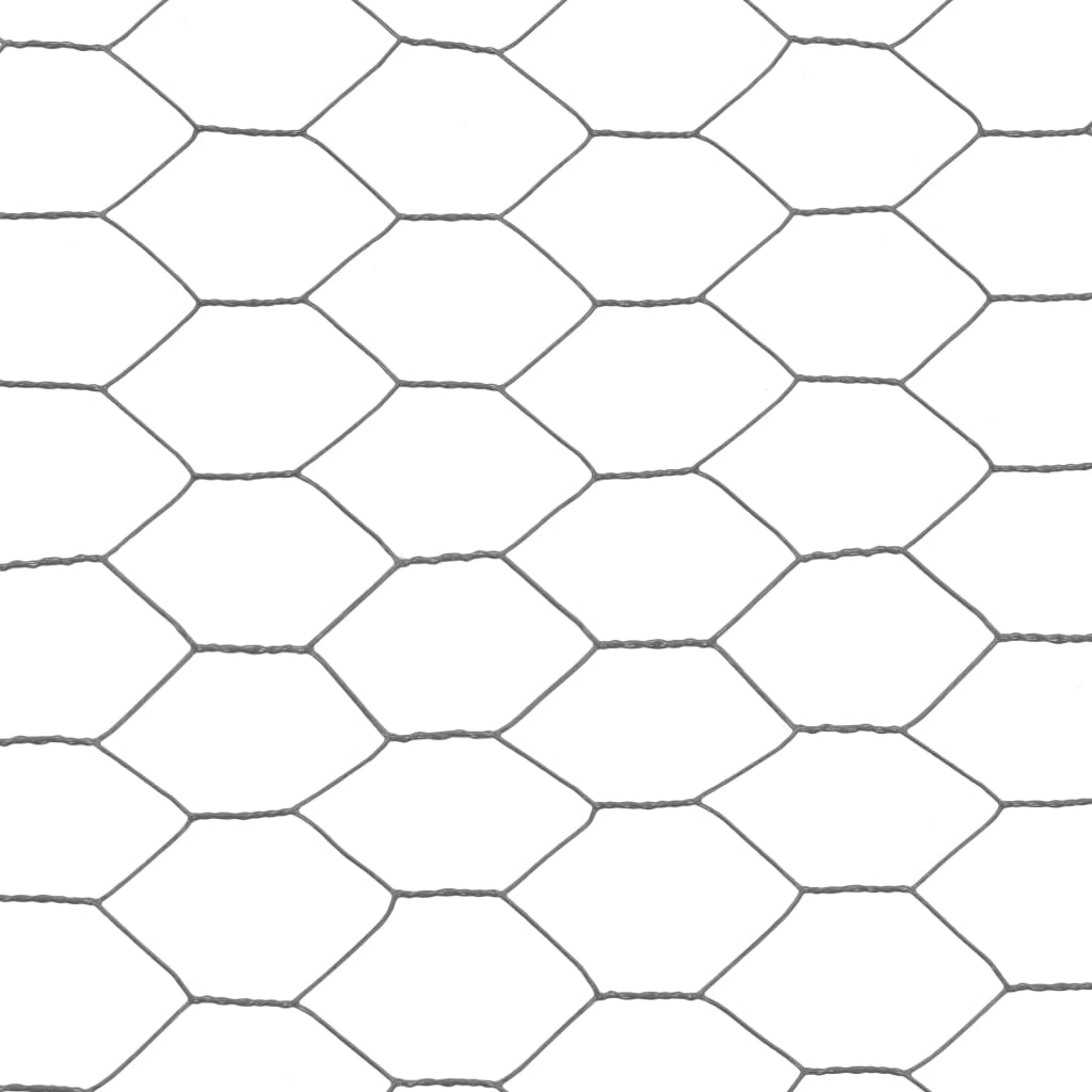 vidaXL Plasă de sârmă găini, gri, 25 x 0,5 m, oțel cu înveliș PVC