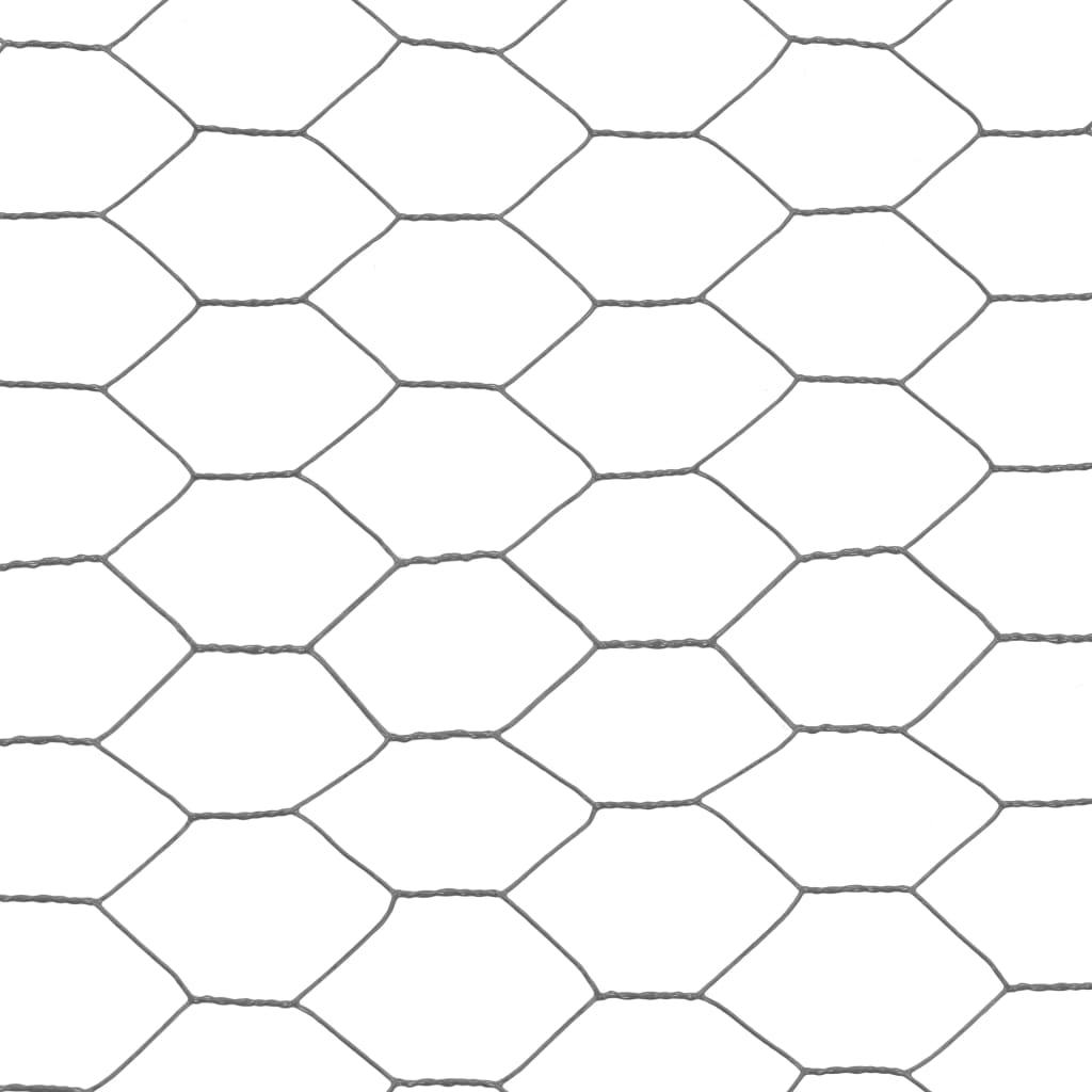 vidaXL Plasă de sârmă găini, gri, 25 x 0,5 m, oțel cu înveliș PVC