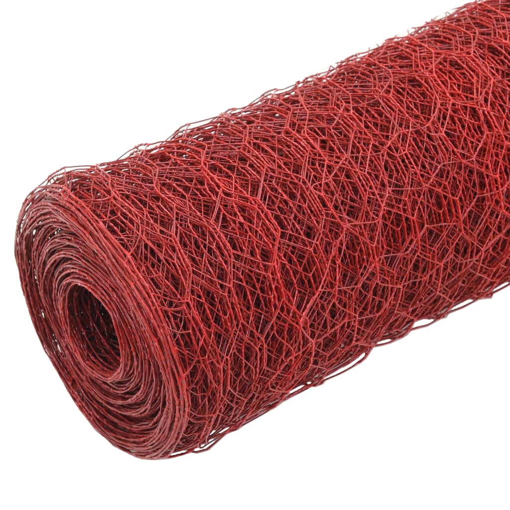vidaXL Plasă de sârmă găini, roșu, 25 x 0,75 m, oțel cu înveliș PVC vidaXL Plasă de sârmă găini, roșu, 25 x 0,75 m, oțel cu înveliș PVC