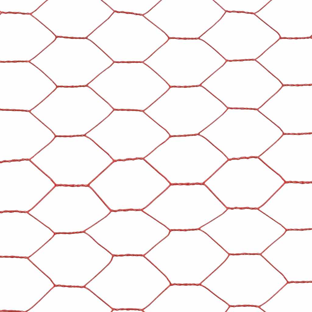 vidaXL Plasă de sârmă găini, roșu, 25 x 1 m, oțel cu înveliș PVC vidaXL Plasă de sârmă găini, roșu, 25 x 1 m, oțel cu înveliș PVC