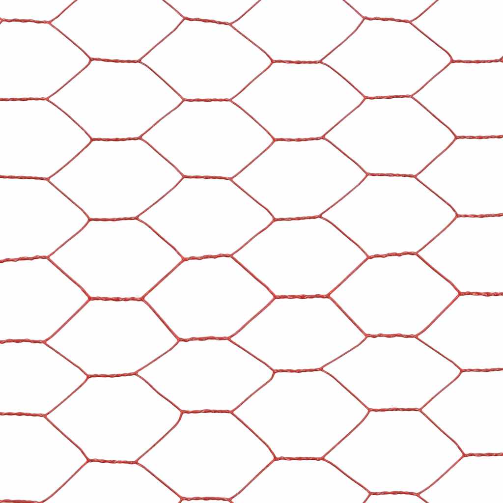 vidaXL Plasă de sârmă găini, roșu, 25 x 1 m, oțel cu înveliș PVC