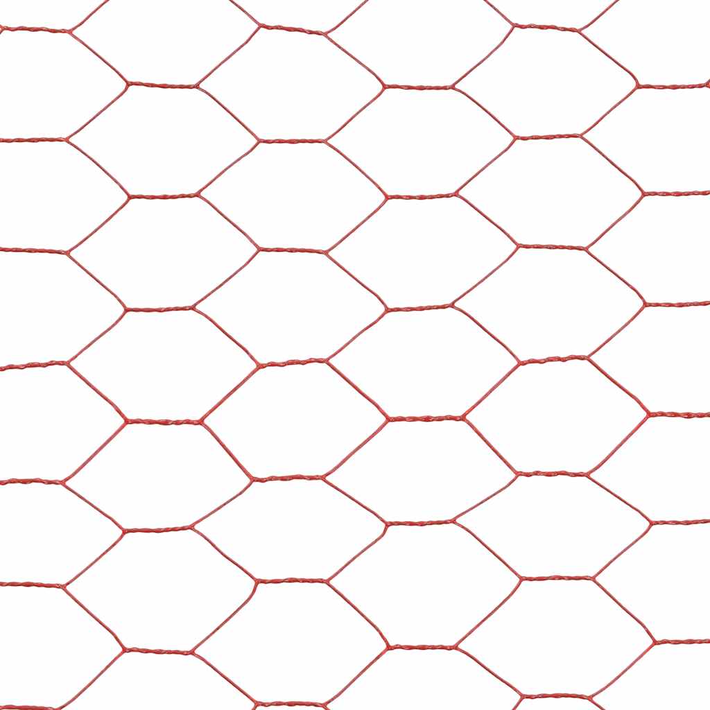 vidaXL Plasă de sârmă găini, roșu, 25 x 1,5 m, oțel cu înveliș PVC