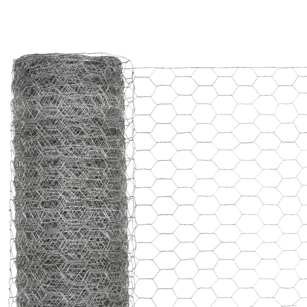 vidaXL Plasă de sârmă găini, argintiu, 25 x 1,2 m, oțel galvanizat
