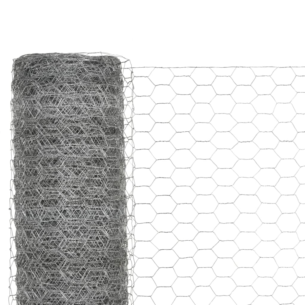 vidaXL Plasă de sârmă găini, argintiu, 25 x 1,5 m, oțel galvanizat