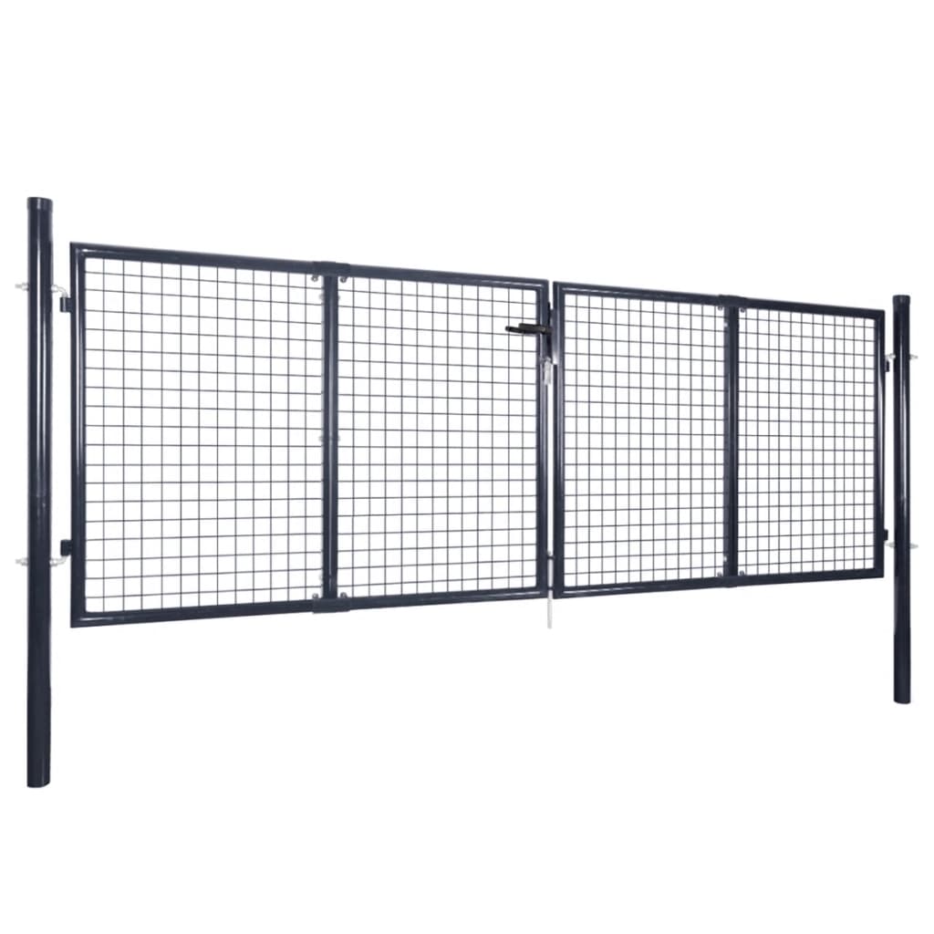vidaXL Poartă din plasă de grădină, gri, 289x100 cm, oțel galvanizat vidaXL Poartă din plasă de grădină, gri, 289x100 cm, oțel galvanizat