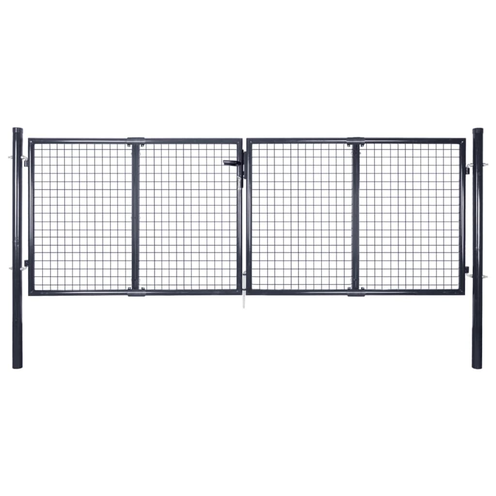 vidaXL Poartă din plasă de grădină, gri, 289x100 cm, oțel galvanizat vidaXL Poartă din plasă de grădină, gri, 289x100 cm, oțel galvanizat