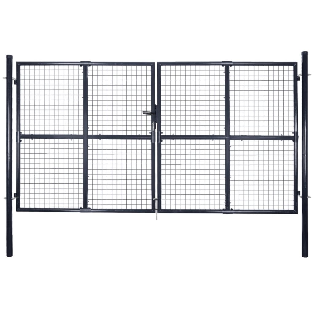 vidaXL Poartă din plasă de grădină, gri, 289x150 cm, oțel galvanizat