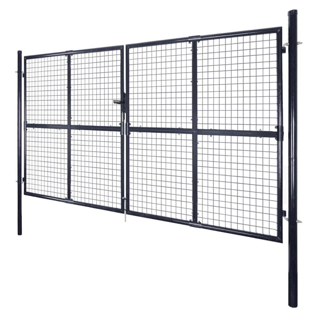 vidaXL Poartă din plasă de grădină, gri, 289x175 cm, oțel galvanizat