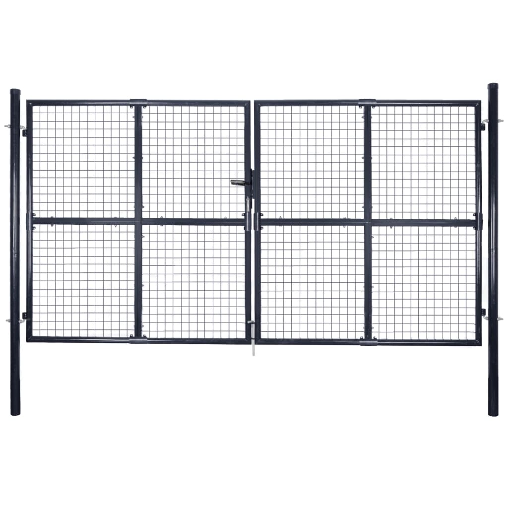 vidaXL Poartă din plasă de grădină, gri, 289x175 cm, oțel galvanizat