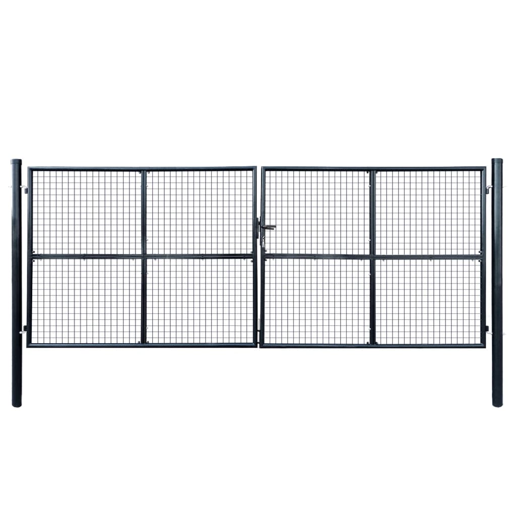 vidaXL Poartă din plasă grădină, oțel galvanizat, 400 x 150 cm, gri vidaXL Poartă din plasă grădină, oțel galvanizat, 400 x 150 cm, gri