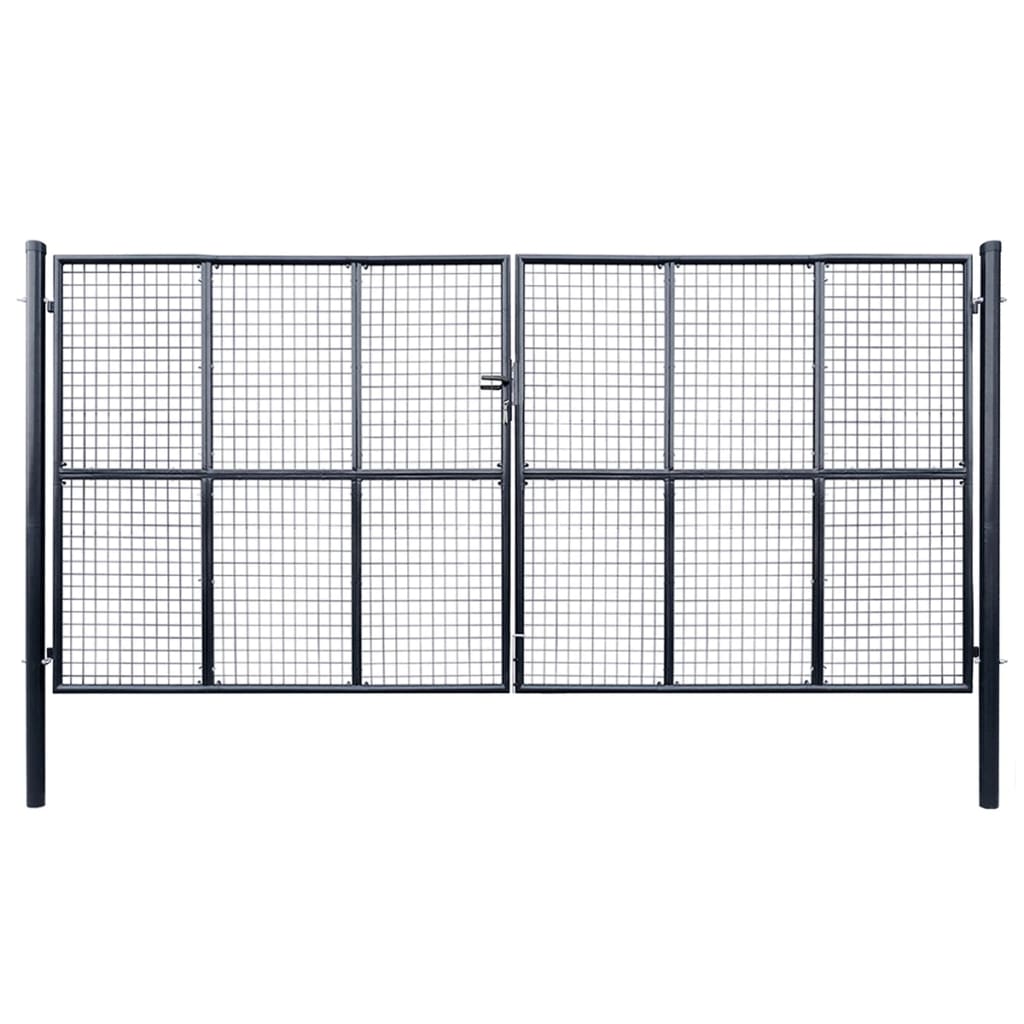 vidaXL Poartă din plasă grădină, oțel galvanizat, 400 x 175 cm, gri