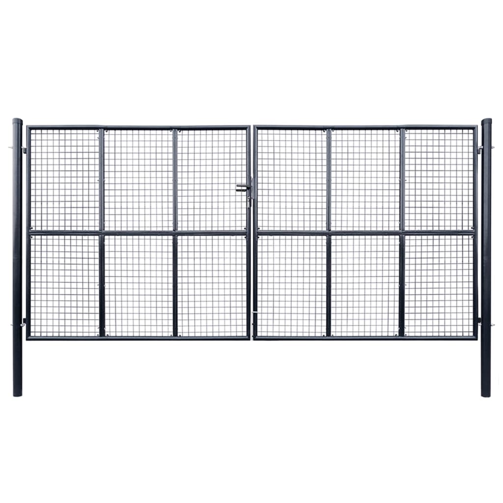 vidaXL Poartă din plasă grădină, oțel galvanizat, 400 x 100 cm, gri