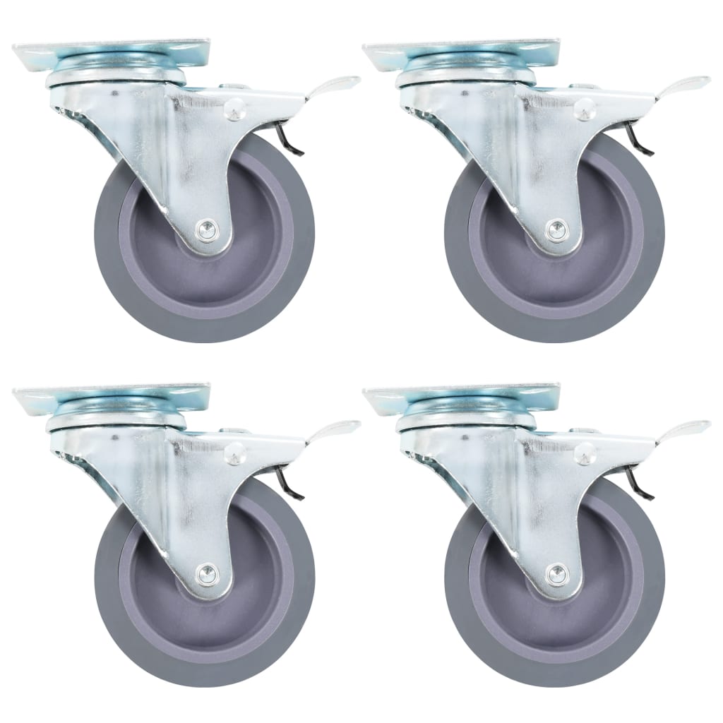 vidaXL Roți pivotante cu frâne duble, 4 buc., 75 mm vidaXL Roți pivotante cu frâne duble, 4 buc., 75 mm