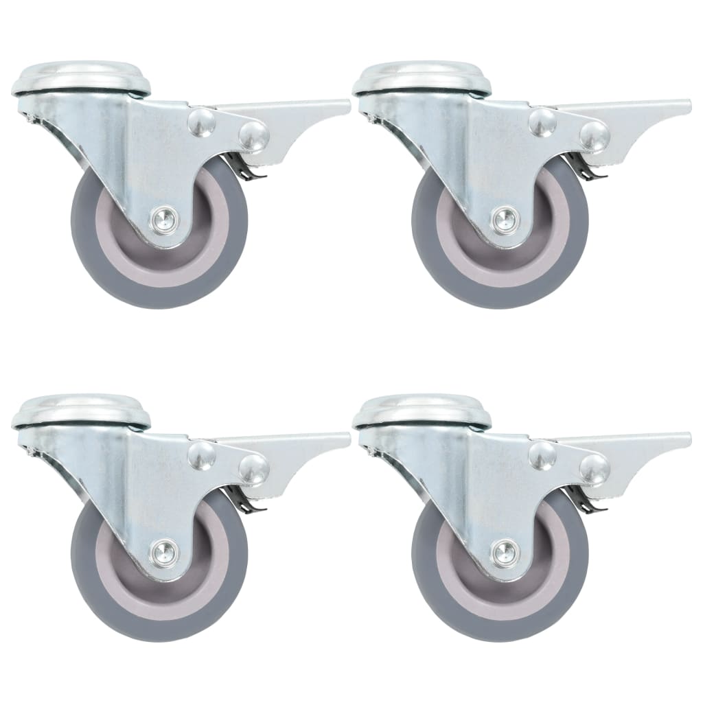 vidaXL Roți pivotante cu gaură șurub, frâne duble, 4 buc., 50 mm vidaXL Roți pivotante cu gaură șurub, frâne duble, 4 buc., 50 mm