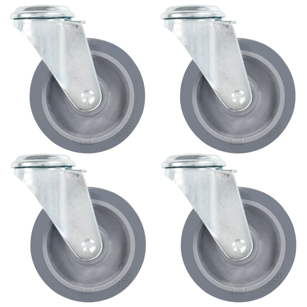 vidaXL Roți pivotante cu gaură pentru șurub, 4 buc., 100 mm vidaXL Roți pivotante cu gaură pentru șurub, 4 buc., 100 mm