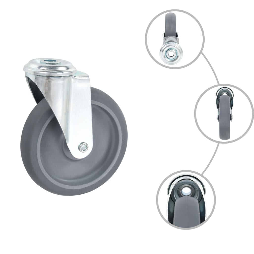 vidaXL Roți pivotante cu gaură pentru șurub, 4 buc., 125 mm vidaXL Roți pivotante cu gaură pentru șurub, 4 buc., 125 mm