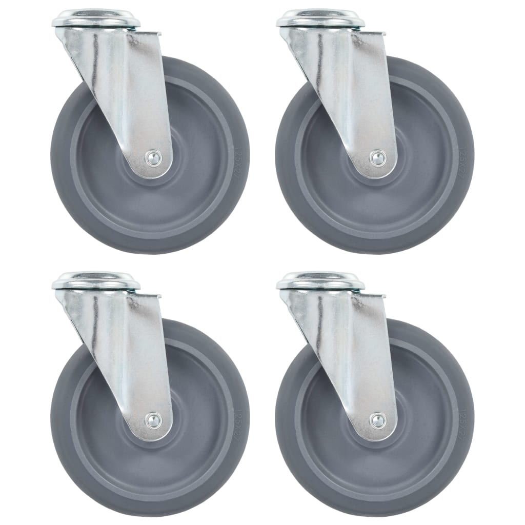 vidaXL Roți pivotante cu gaură pentru șurub, 4 buc., 125 mm vidaXL Roți pivotante cu gaură pentru șurub, 4 buc., 125 mm