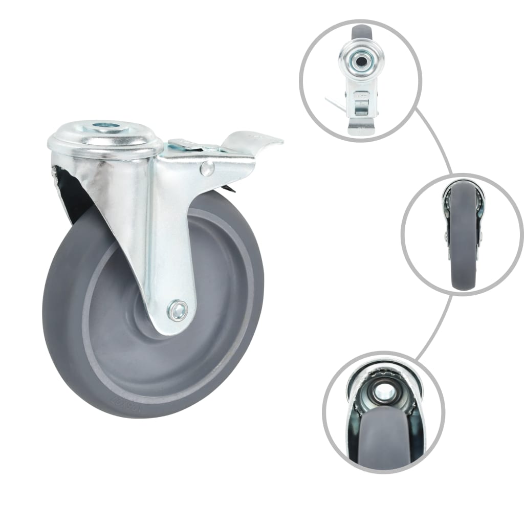 vidaXL Roți pivotante cu gaură șurub, frâne duble, 4 buc., 125 mm