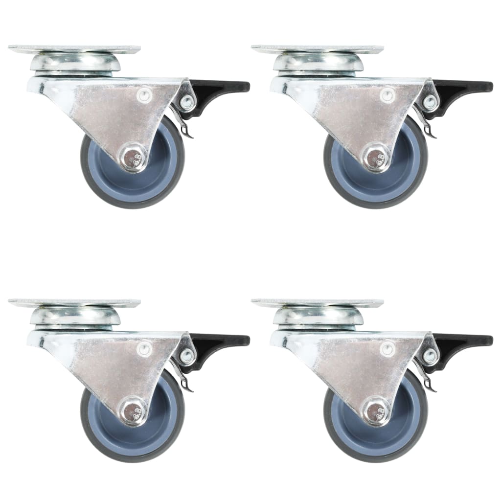 vidaXL Roți pivotante duble cu frâne duble, 4 buc., 50 mm vidaXL Roți pivotante duble cu frâne duble, 4 buc., 50 mm
