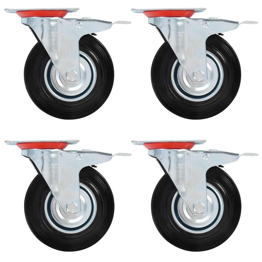 vidaXL Roți pivotante cu frâne duble, 4 buc., 125 mm vidaXL Roți pivotante cu frâne duble, 4 buc., 125 mm
