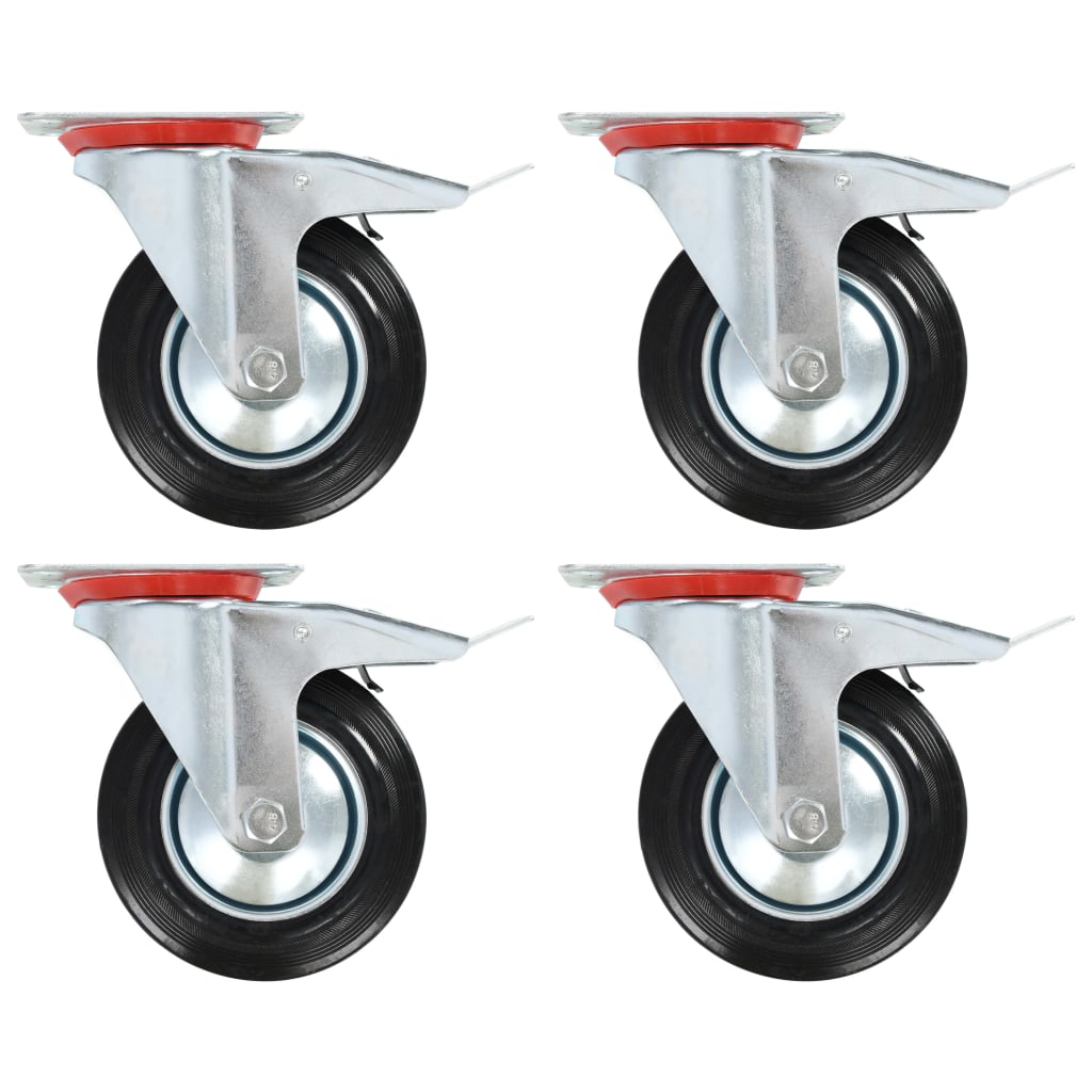 vidaXL Roți pivotante cu frâne duble, 4 buc., 160 mm vidaXL Roți pivotante cu frâne duble, 4 buc., 160 mm