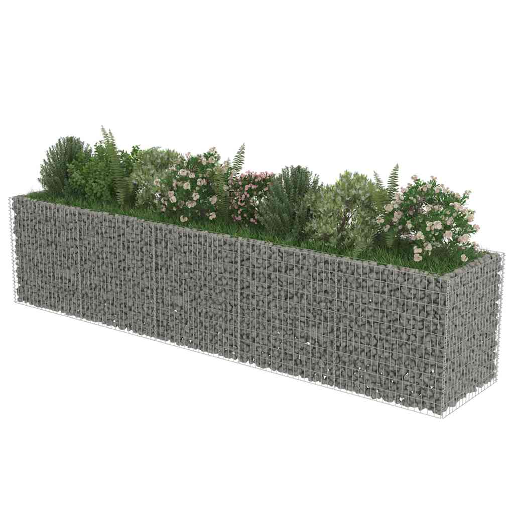 vidaXL Strat înălțat gabion, 450 x 90 x 100 cm, oțel galvanizat