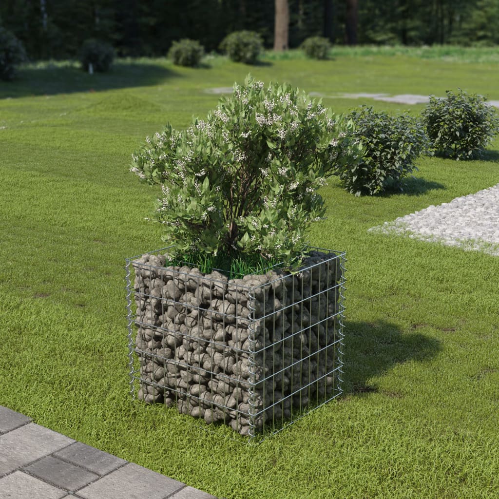 vidaXL Strat înălțat gabion, 50 x 50 x 50 cm, oțel galvanizat