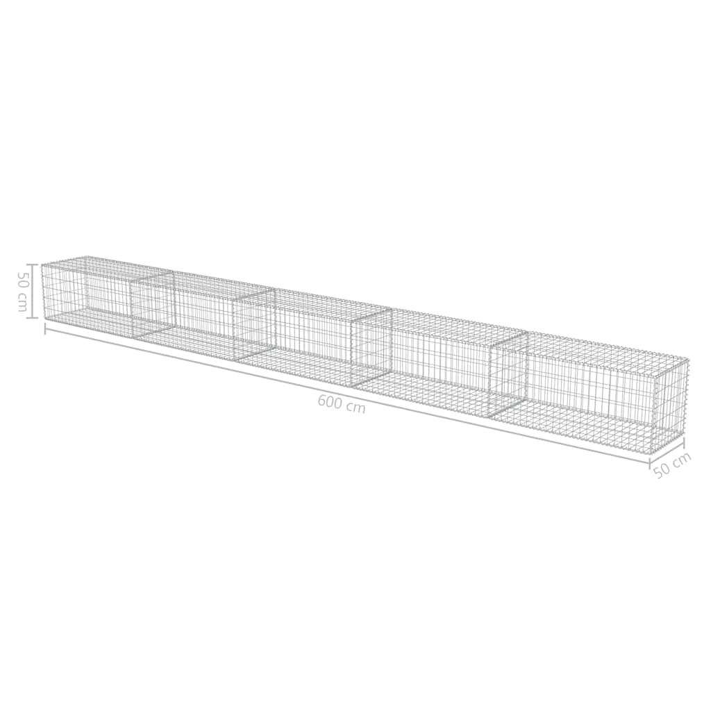 vidaXL Gabion perete cu capace, 600 x 50 x 50 cm, oțel galvanizat vidaXL Gabion perete cu capace, 600 x 50 x 50 cm, oțel galvanizat