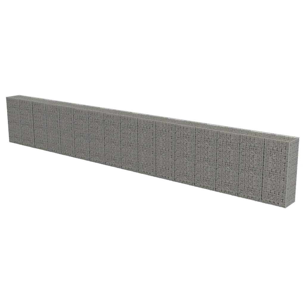 vidaXL Perete gabion cu capace, 900 x 50 x 150 cm, oțel galvanizat