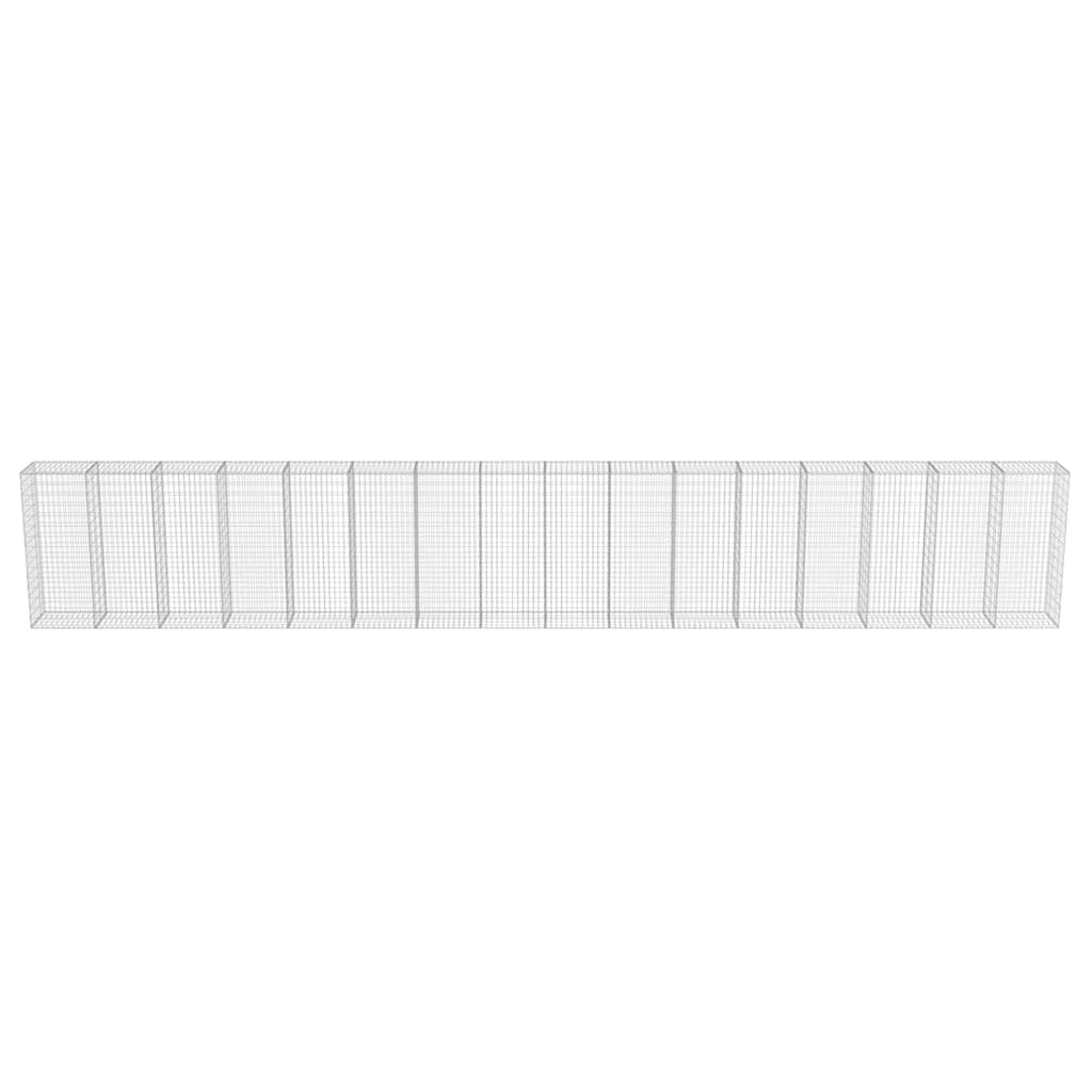 vidaXL Perete gabion cu capace, 900 x 50 x 150 cm, oțel galvanizat