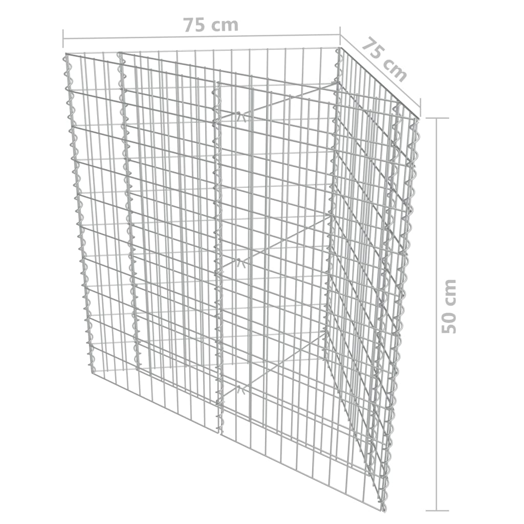 vidaXL Strat înălțat gabion, 75x75x50 cm, oțel galvanizat