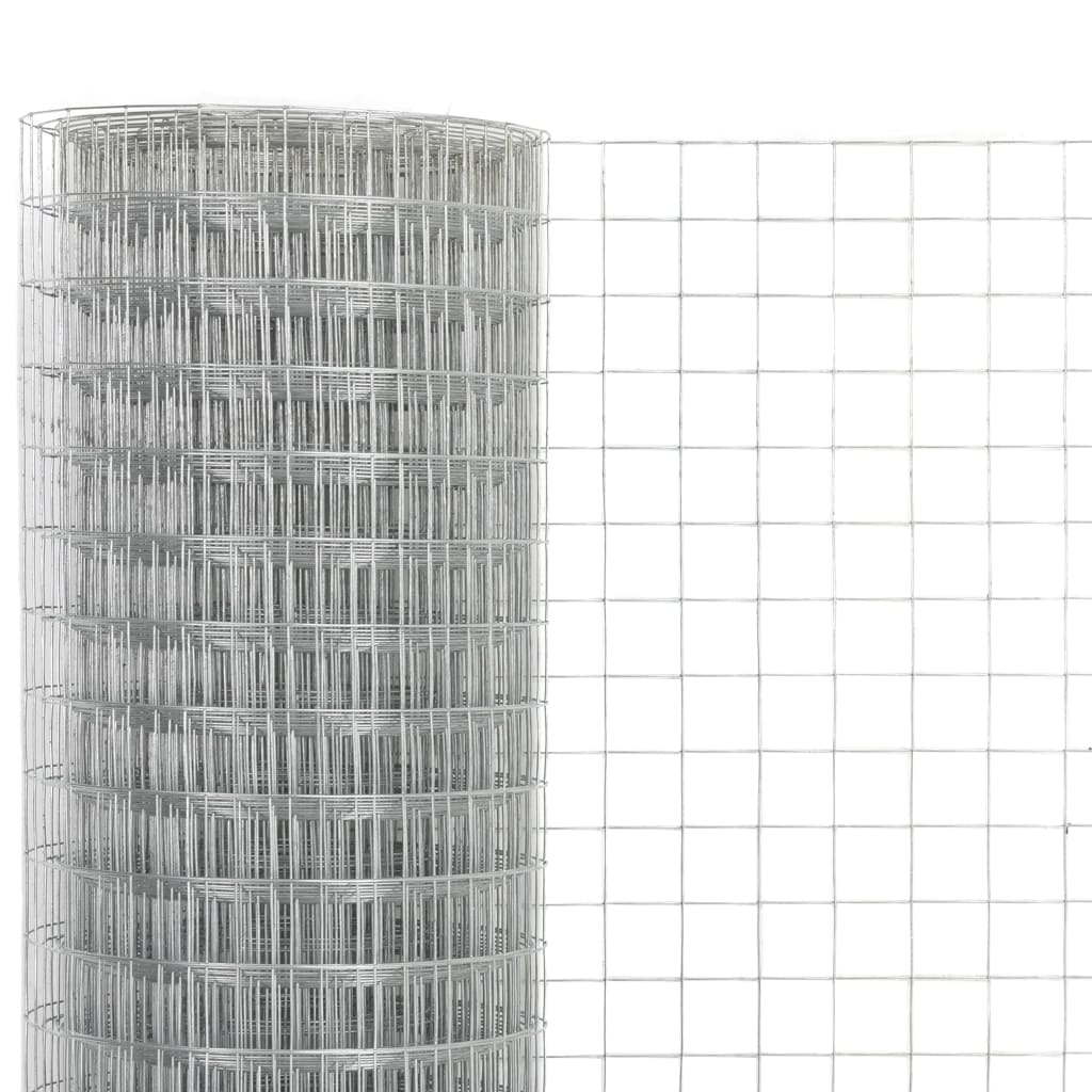 vidaXL Plasă de sârmă găini, argintiu, 25 x 0,5 m, oțel galvanizat