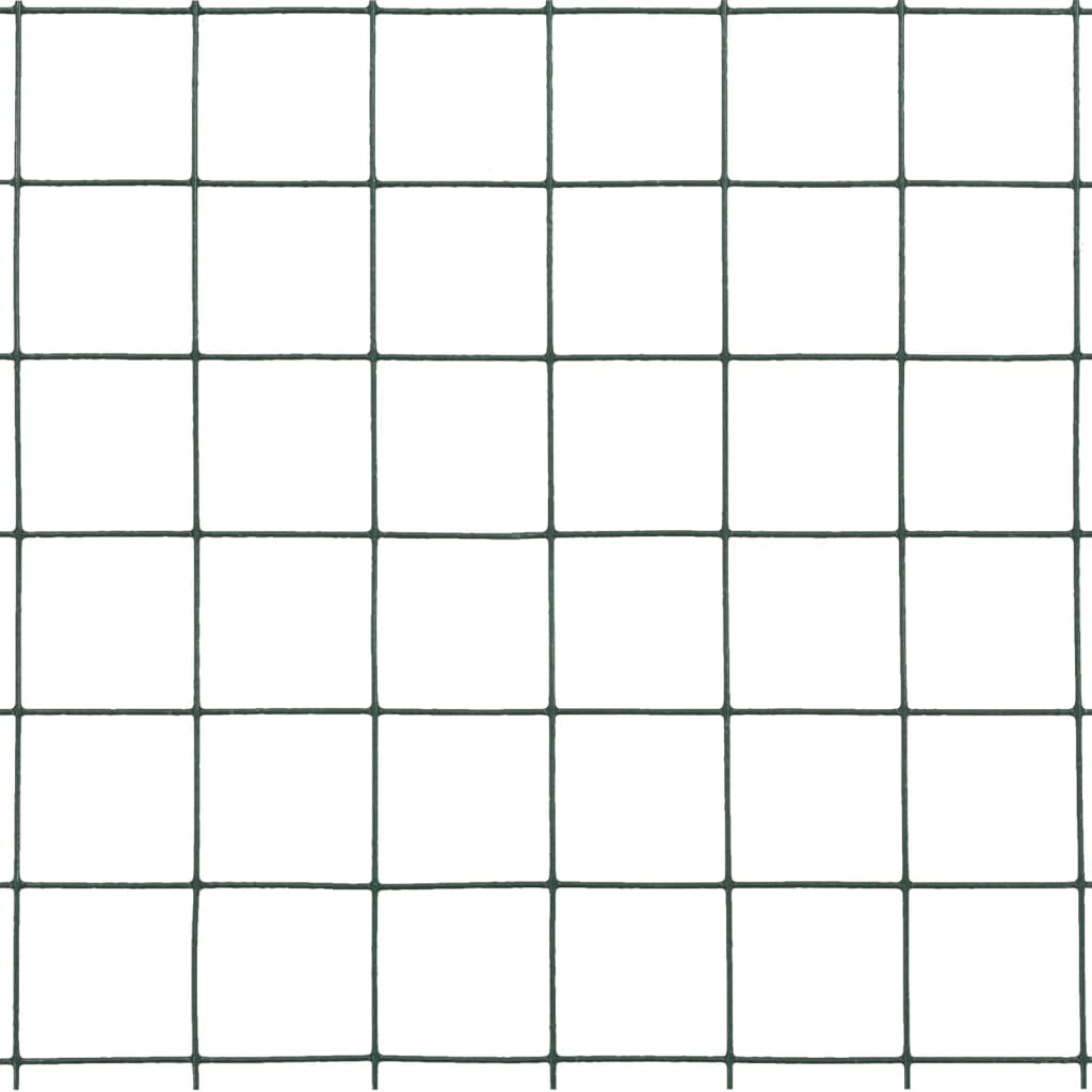 vidaXL Plasă de sârmă găini, verde, 10 x 0,5 m, oțel cu înveliș PVC