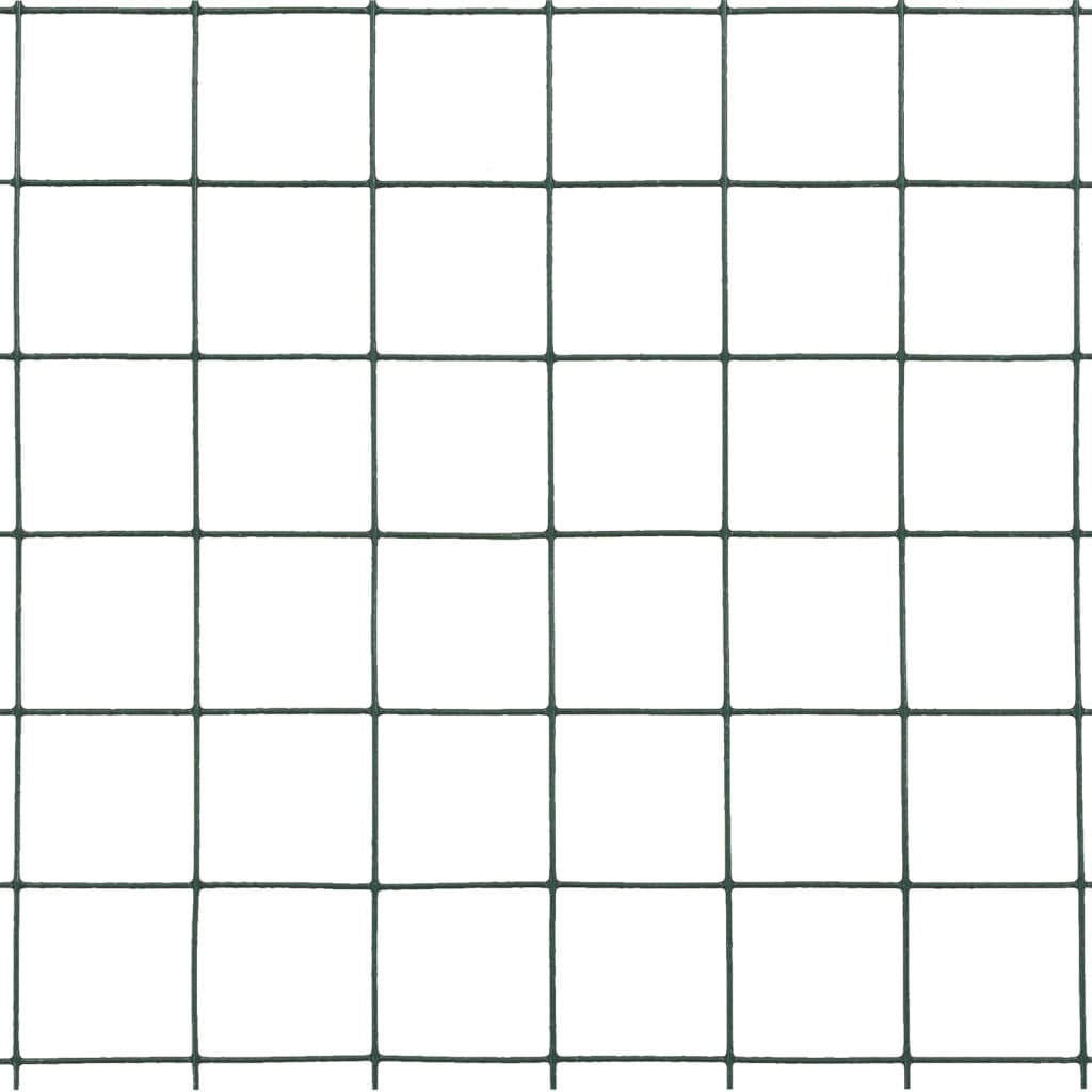 vidaXL Plasă de sârmă găini, verde, 25 x 0,5 m, oțel cu înveliș PVC